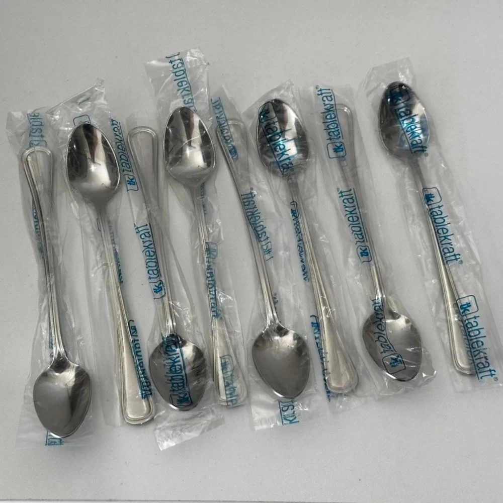 Tablekraft Soda Spoons Set of 8 - 18/10 Stainless Steel Long Handle 7